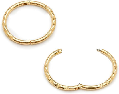 Children's earrings featuring 22CT gold plated hinged hoop design, perfect for kids and tweens.
