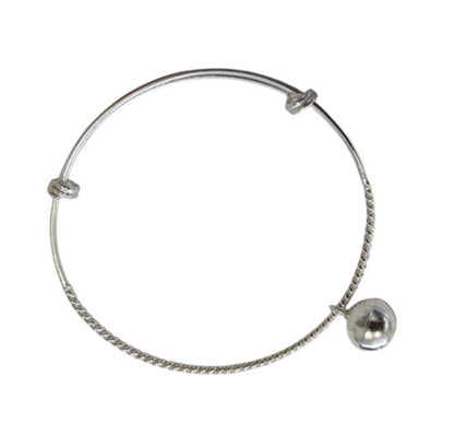 Children's Bracelets:  Sterling Silver, Adjustable, Tinkling Bell Charm Bangles