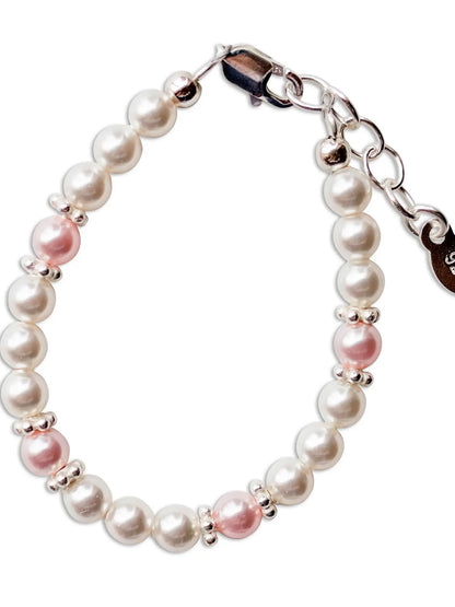Girls Sterling Silver Freshwater Pearl Bracelet - Pink and White (6 - 10 years)