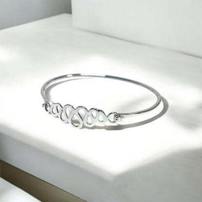 Children's and Teens' Bangles:  Sterling Silver Opening Rhythm Bangle