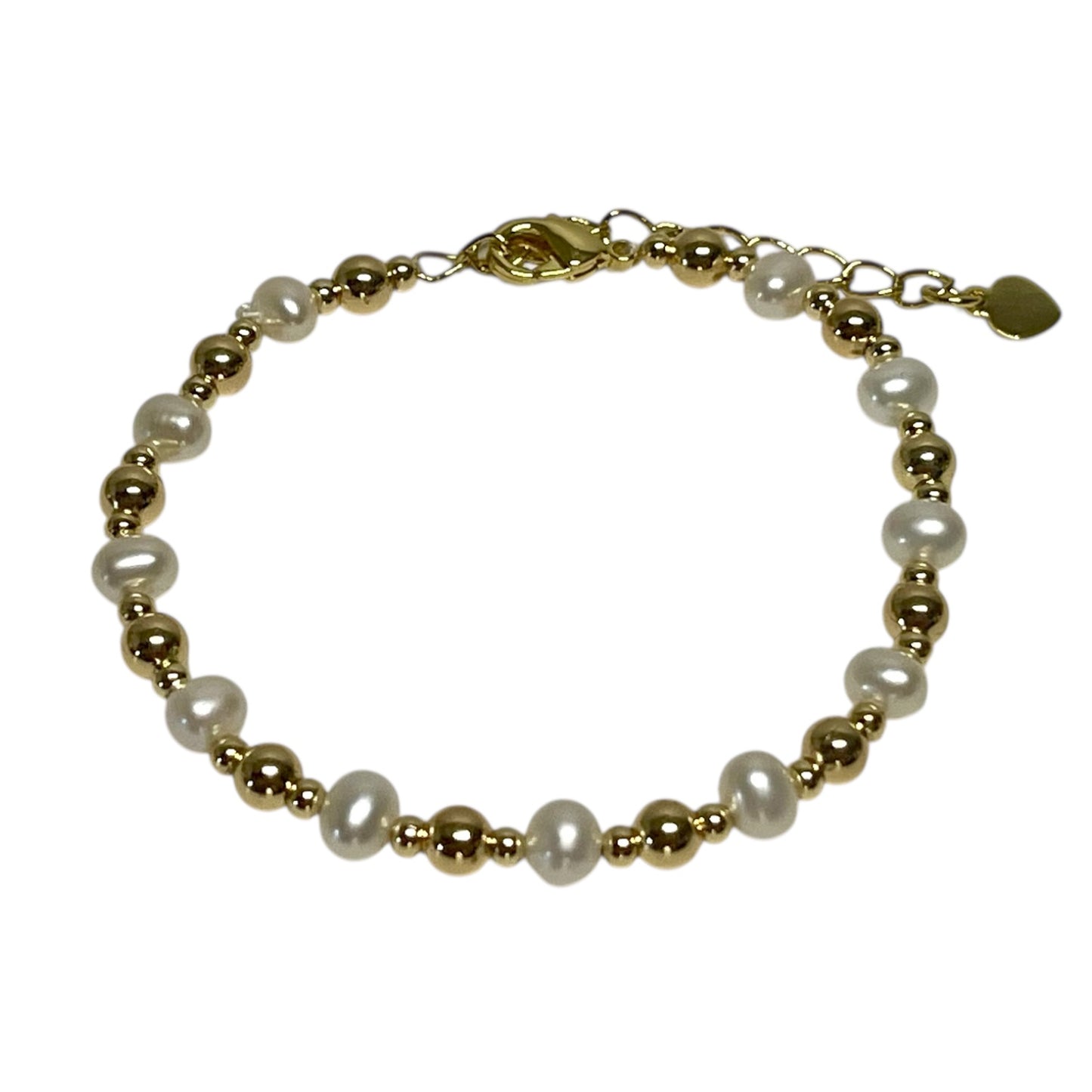 Children's Bracelets:  18k Gold Filled, Freshwater Pearl Bracelets 14cm + Extension. Age 2 - 6 with Gift Box
