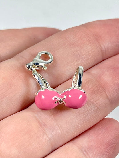 Mothers' and Children's Charms:  Silver Plated, Enameled Bikini Top Charms