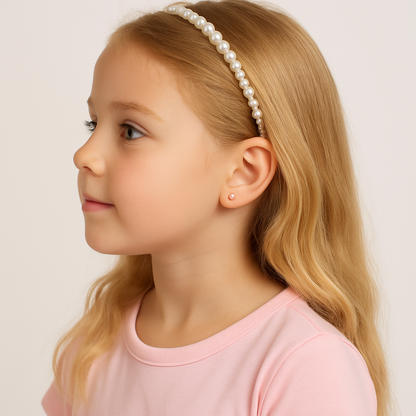 Baby & Children’s Earrings: 4mm Pink Pearl Studs – Hypoallergenic Stainless Steel Screw-Backs