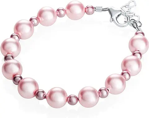 Children's Bracelets:  Sterling Silver, Swarovski Rose and Pink Pearl/Crystal Bracelets Age 5 - 10