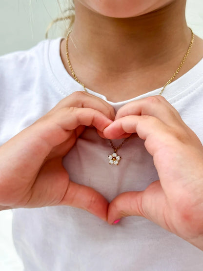 Flower Necklace - 316L Surgical Steel 18k Gold Plated CZ Flower Pendant