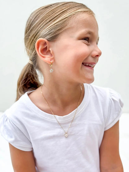 Flower Necklace - 316L Surgical Steel 18k Gold Plated CZ Flower Pendant