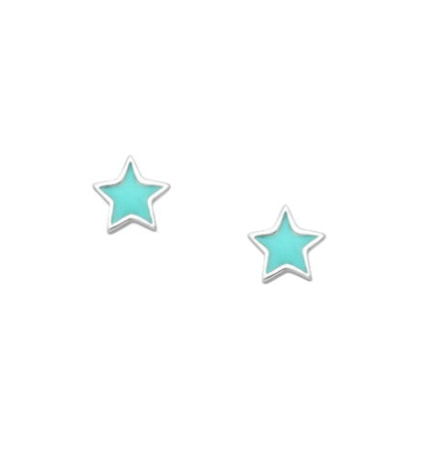 Pair of turquoise star-shaped earrings on a white background