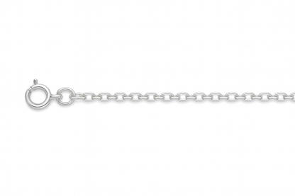 Silver chain with a round spring clasp on a white background