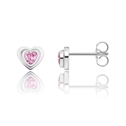 Pink heart sterling silver stud earrings for girls and teens – hypoallergenic gift jewellery