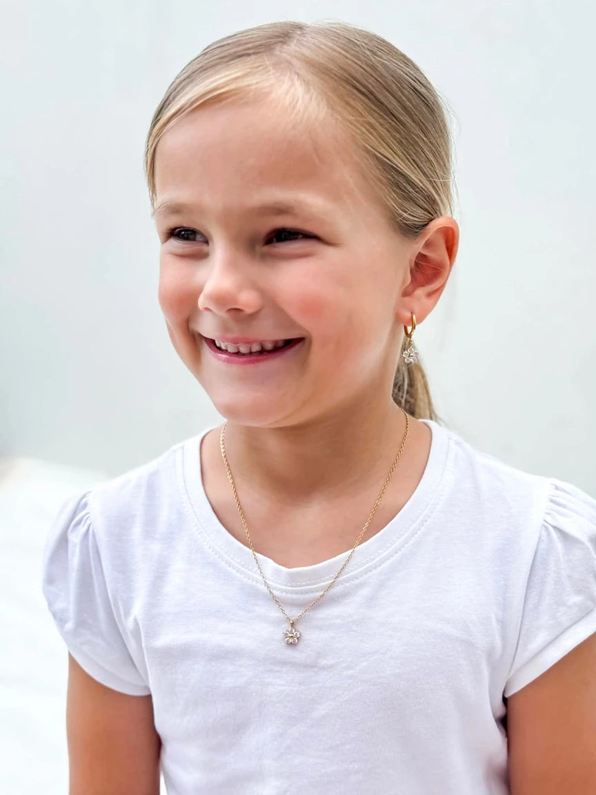 Flower Necklace - 316L Surgical Steel 18k Gold Plated CZ Flower Pendant