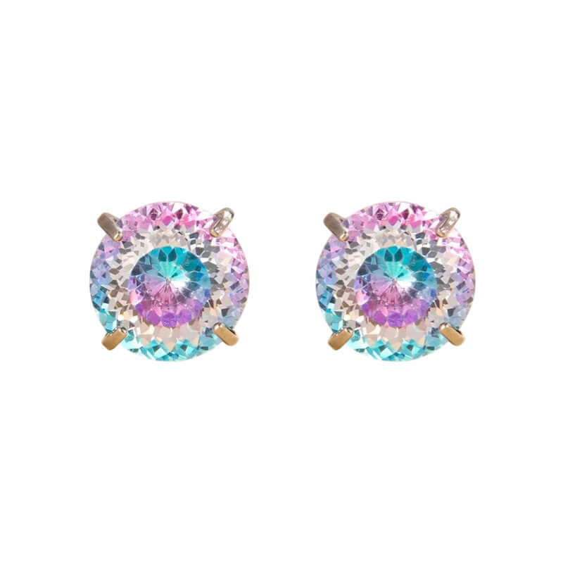 CZ earrings featuring 6mm fireworks gradient cubic zirconia studs set in 316L surgical steel.