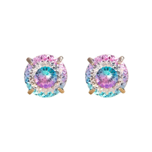 CZ earrings featuring 6mm fireworks gradient cubic zirconia studs set in 316L surgical steel.
