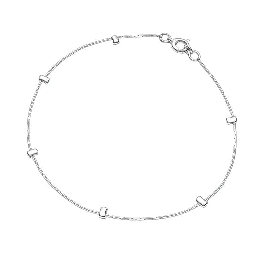 Children's anklet - silver plated with decorative studs, 21cm elegant design for stylish charm.