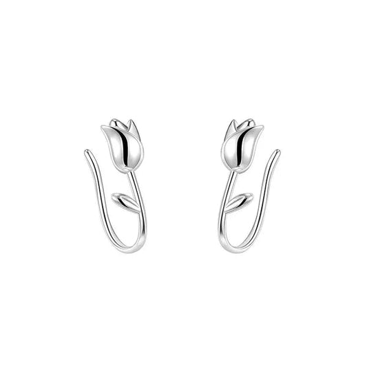 Children's earrings featuring sterling silver two way tulip reversible studs for versatile styles.