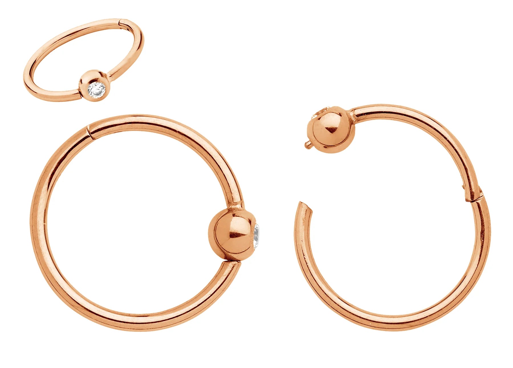 Children's earrings in rose gold anodized G23 titanium with gem halo design, ideal for kids and teens.