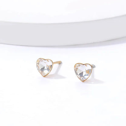 6.5mm gold plated cubic zirconia heart earrings for girls Australia