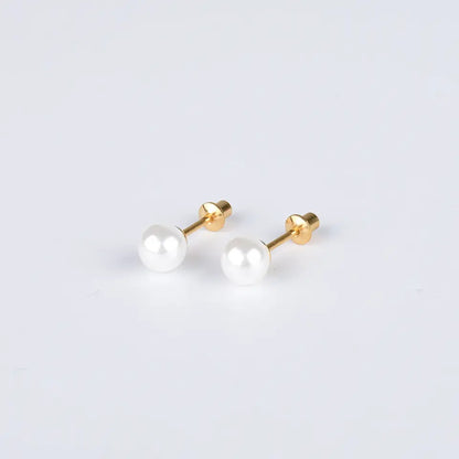 Children's, Teens' and Mothers' Earrings:  Surgical Steel, 4mm Pearl Studs with Screw Backs