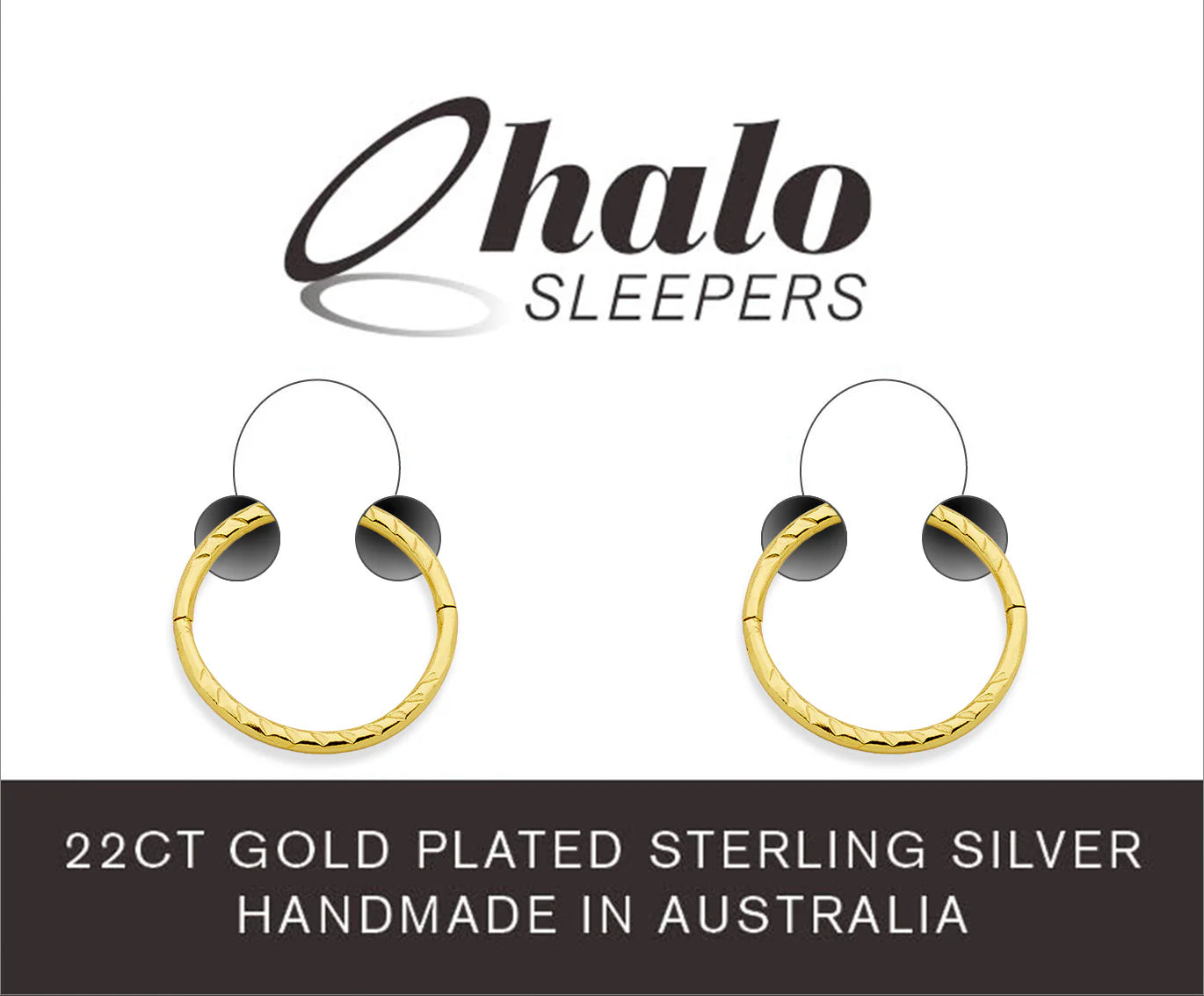 Children's earrings 22CT gold plated sterling silver handmade in Australia by Halo Sleepers.