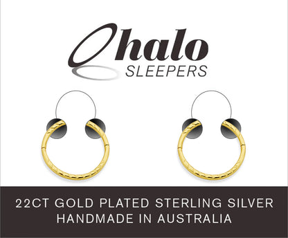 Children's earrings 22CT gold plated sterling silver handmade in Australia by Halo Sleepers.
