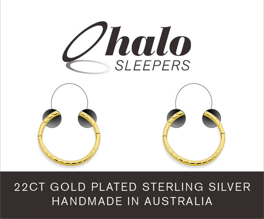 Children's earrings - 22CT gold plated sterling silver hoop earrings, handmade in Australia by Halo Sleepers.
