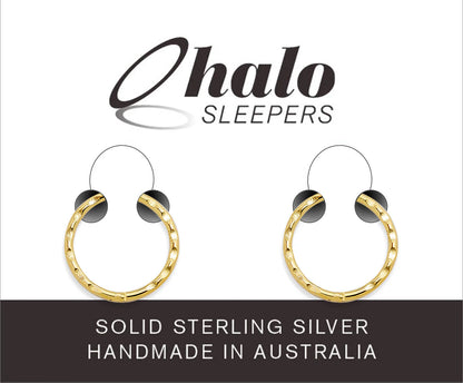 Baby earrings – Gold plated 925 sterling silver hinged hoop earrings by Halo Sleepers, handmade in Australia.
