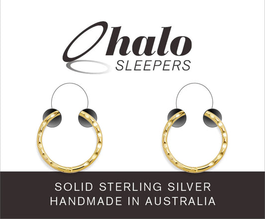 Children's earrings - 22CT gold plated 925 sterling silver faceted halo sleepers hinged hoop earrings.