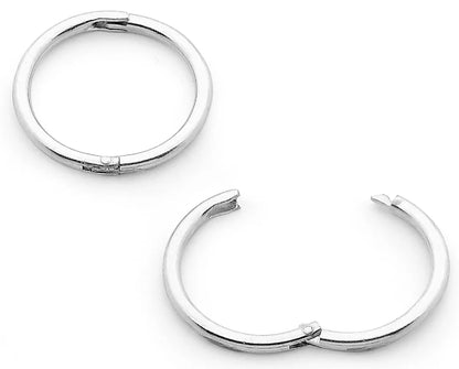 Children's earrings in 925 sterling silver hinged hoop design, perfect for kids and teens.