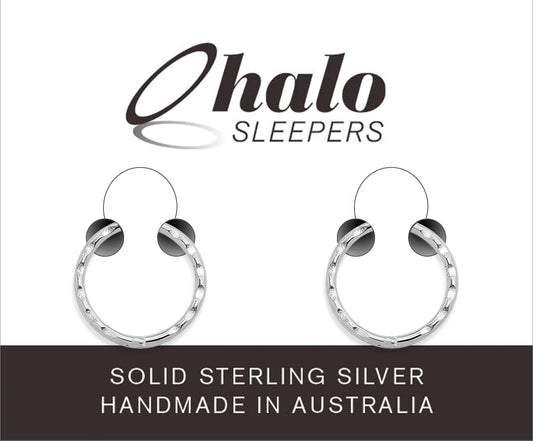 Children's earrings in solid sterling silver, handmade in Australia by Halo Sleepers.