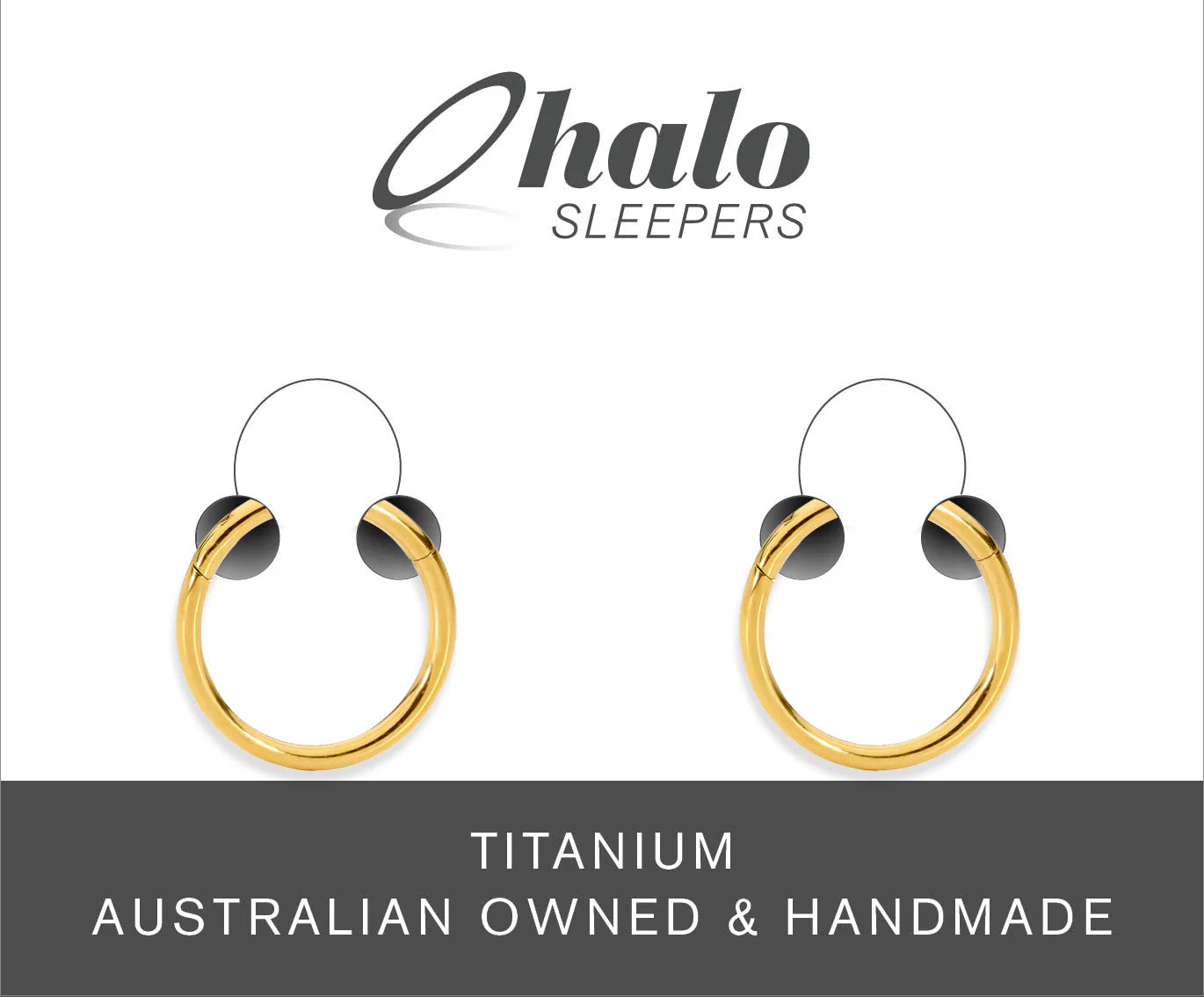 baby earrings by Halo Sleepers featuring yellow gold anodized G23 titanium polished hoop design.