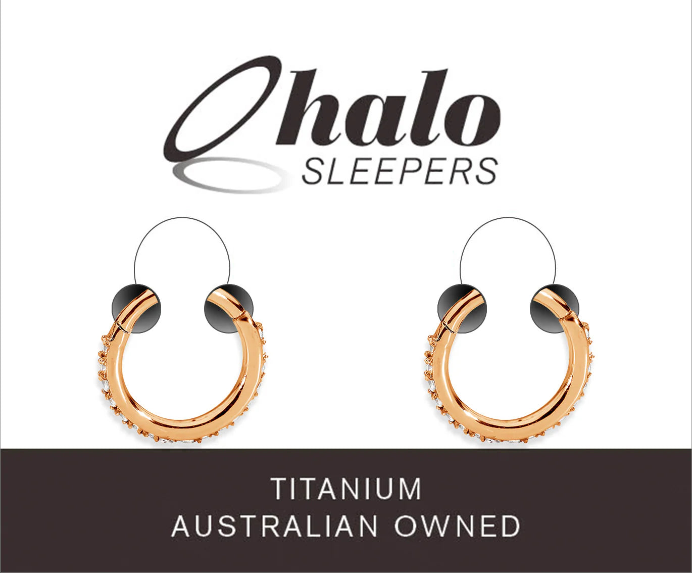 Children's earrings in rose gold anodized titanium with paved CZ halo design, perfect for kids and teens.