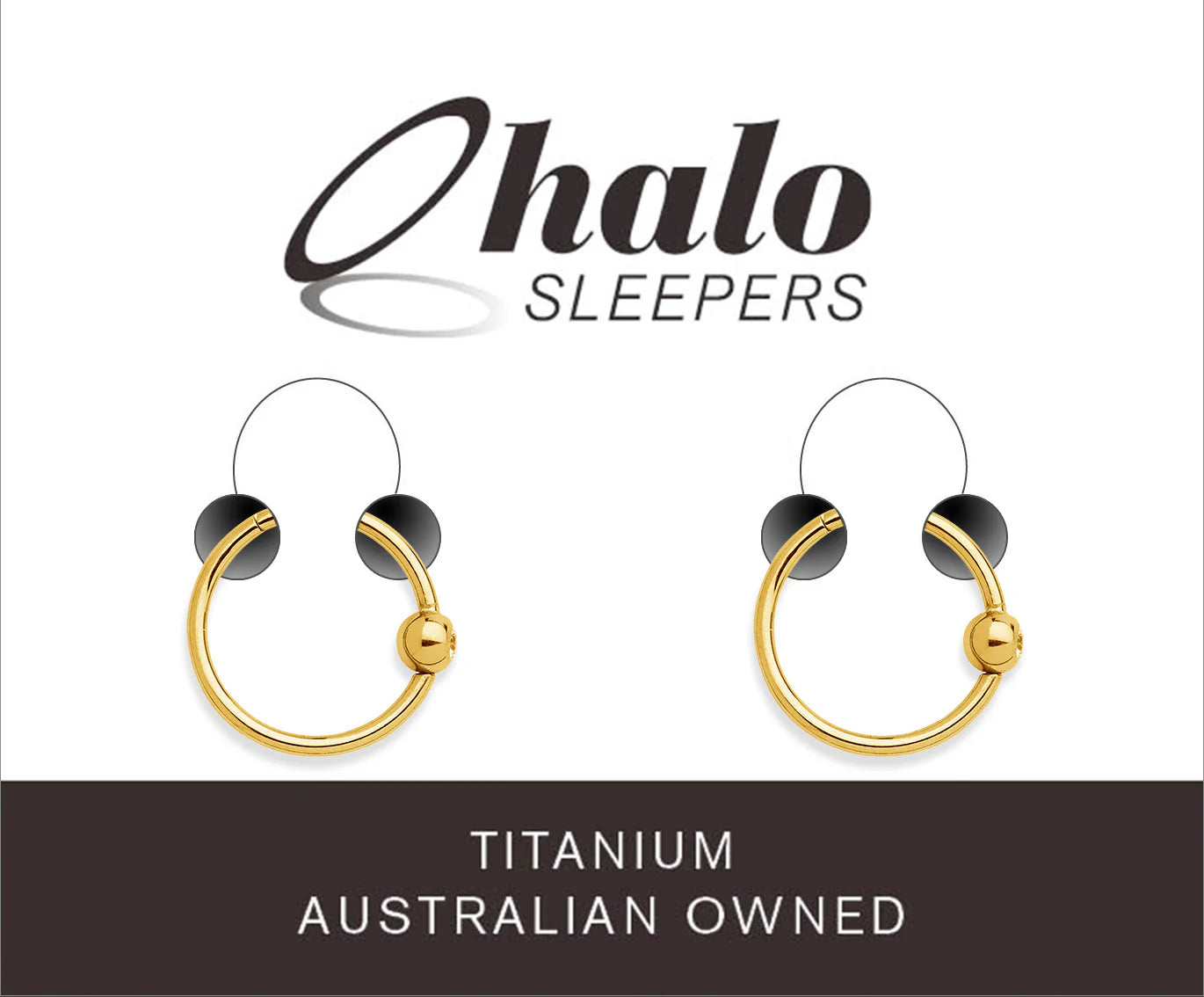 Children's earrings made from G23 titanium with yellow gold anodized finish by Halo Sleepers.