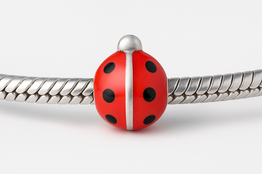 Children's Beads:  Red/Black Ladybug European Style Beads
