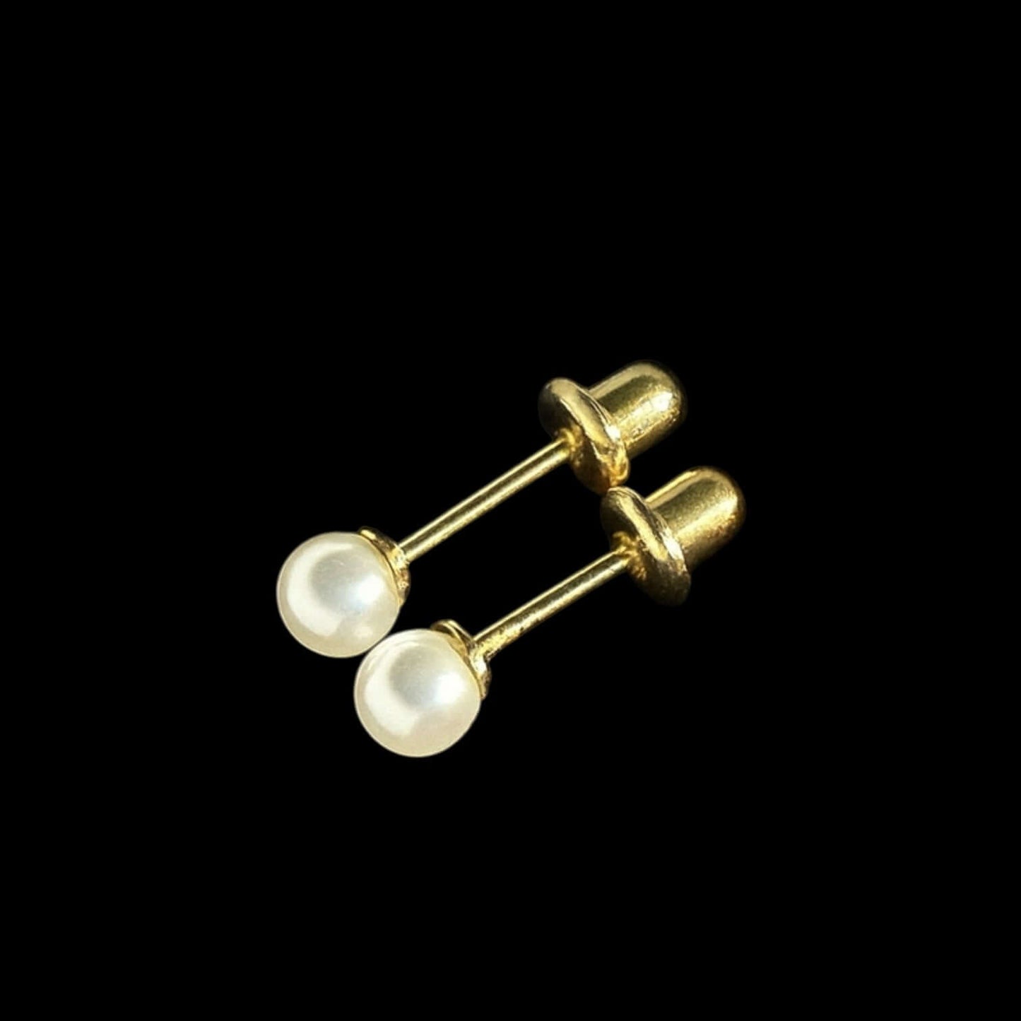 Pearl earrings - 14k gold over sterling silver pearl screw back studs with 4mm simulated pearls.