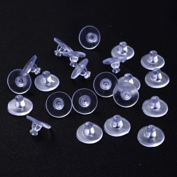 Baby and children's and Mothers' Earrings:  6x11 mm Hypoallergenic Silicone Rubber Earring Backs for Spares (pair)