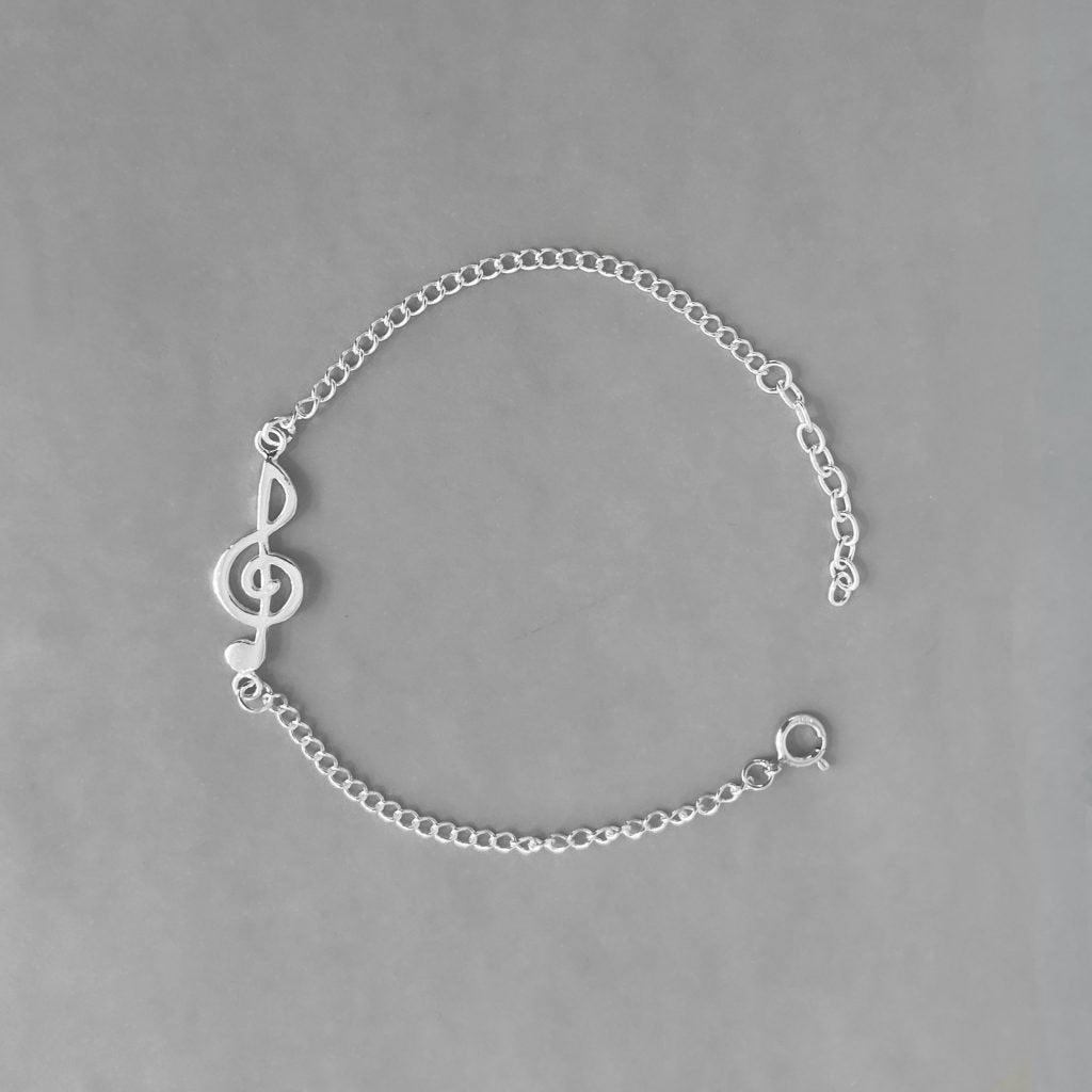 Children's and Teens' Bracelets:  Sterling Silver Treble Clef Bracelet