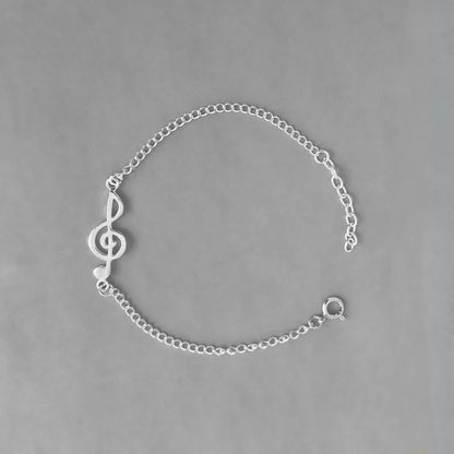 Children's and Teens' Bracelets:  Sterling Silver Treble Clef Bracelet