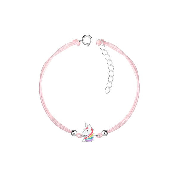 Baby Bracelets:  Sterling Silver + Cotton Cord Extension Unicorn Bracelets 13cm +3cm