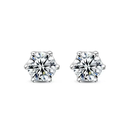 Moissanite earrings in 925 sterling silver with brilliant sparkle and secure screw back closures.