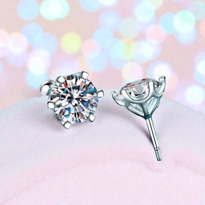 Moissanite earrings featuring 925 sterling silver screw backs and brilliant moissanite diamonds for exceptional sparkle.