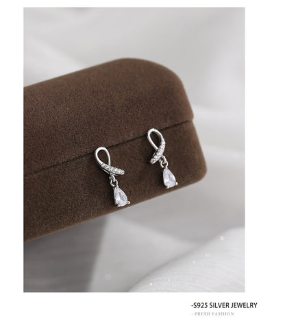 Children's, Teens' and Mothers' Earrings:  Sterling Silver Clear CZ Dangle Earrings