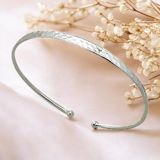 Children's and Teens' Bracelets:  Hammered Sterling Silver Cuff Bangles