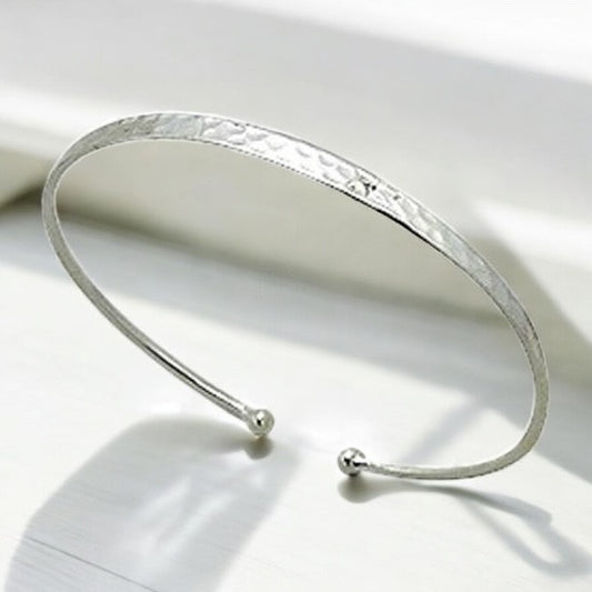 Children's and Teens' Bracelets:  Hammered Sterling Silver Cuff Bangles