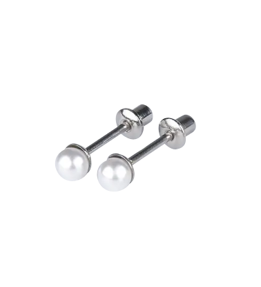 Children's Earrings:  Surgical Steel, 3mm Pearl Studs with Screw Backs Ages 1 - 6
