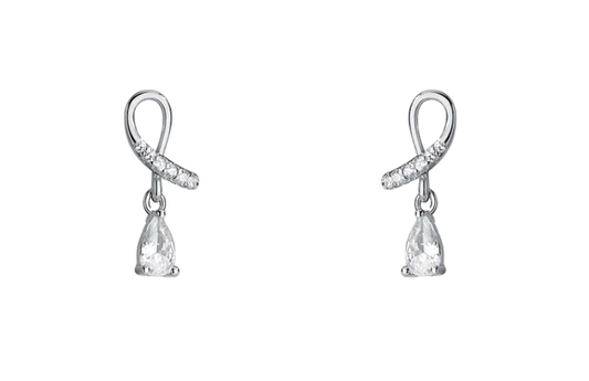 Children's, Teens' and Mothers' Earrings:  Sterling Silver Clear CZ Dangle Earrings