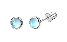 Baby and Children's Earrings:  Hypoallergenic Steel, Faux Blue Moonstone Earrings with Screw Backs