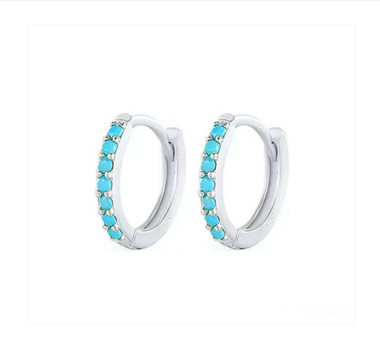 Children's Earrings:  Surgical Steel,  Turquoise Blue Huggies 10mm