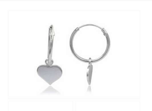 Children's Earrings:  Sterling Silver Sleepers with Hearts