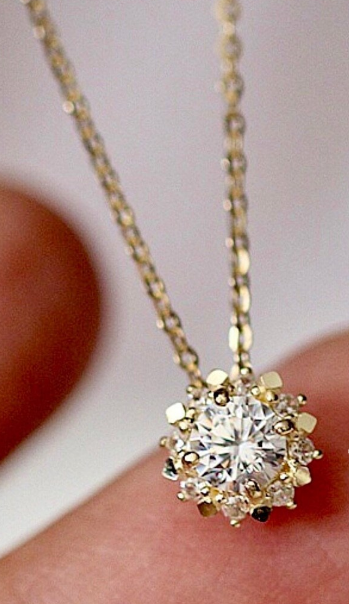 Children's and Teens' Necklaces:  18k Gold over Sterling Silver 40+cm Clustered, faceted, AAA CZ Necklaces
