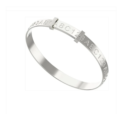 Baby and Children's Bangles:  Sterling Silver Expanding ABC123 Christening Bangles with Gift Box