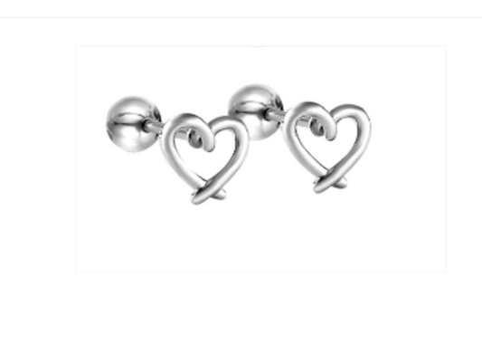 Children's, Teens' and Mothers' Earrings:  Surgical Steel Crossed Heart Reversible Earrings with Screw Backs